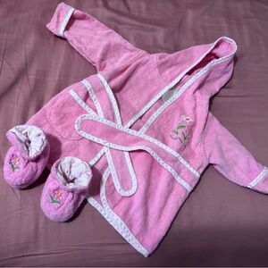 pink baby bathrobe with slippers